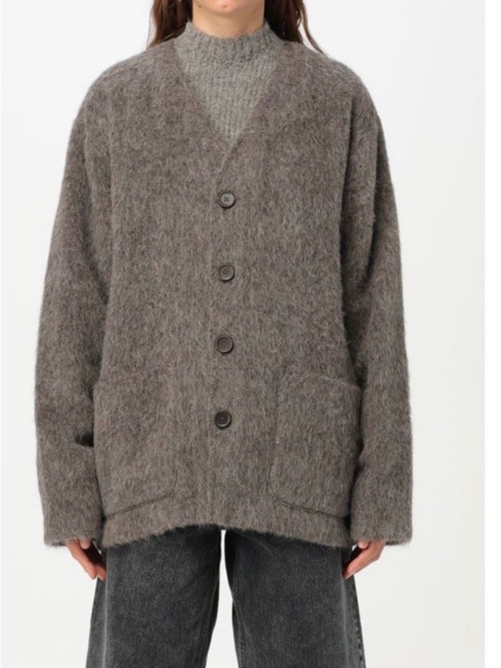 Our Legacy Mole Grey Mohair Button Cardigan Sweater - Gray Size 44 UNISEX